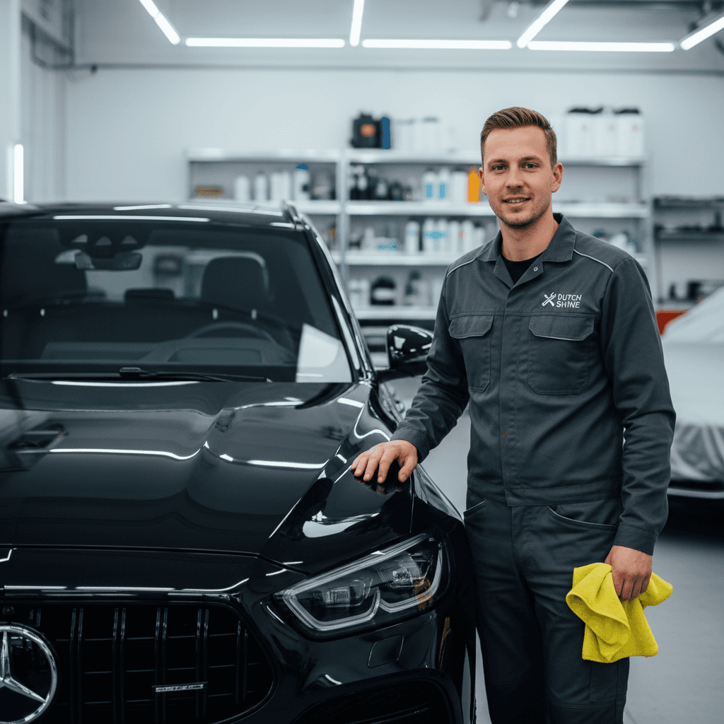 Michel van AutoGlans Tilburg aan het werk